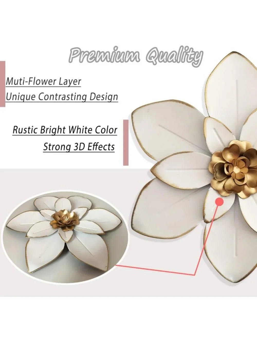 Rustic Metal Flower Wall Art Decor - 10